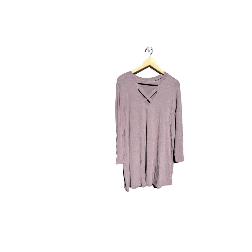 Mauve Papermoon Oversized Plus Size 2X V Neck Sweater Long Sleeve Cozy Warm Fall
